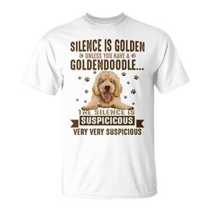 Camiseta para amantes de los perros Goldendoodle, el silencio es oro a menos que tengas un Goldendoodle, muy, muy sospechoso - Product Image 1