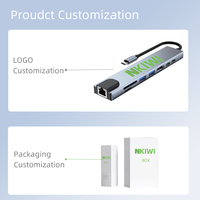 Concentrador USB 8 en 1 3,0, Puerto multipuerto, divisor tipo C, adaptador PD de 5W, concentrador USB C con lector de tarjetas, adaptador de concentrador usb-c 8 en 1