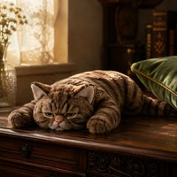 Peluche de chat gris tigré lestée avec design réaliste allongé, jouet en peluche doux pour soulager l'anxiété et le soutien sensoriel