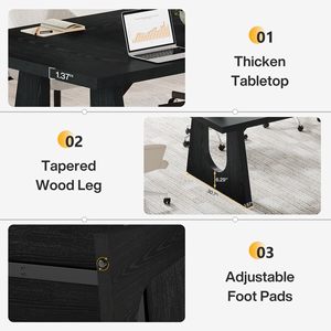 Juego de 2 Piezas de Mesa de Conferencia Negra Rectangular, <span class=keywords><strong>Escritorio</strong></span> de Reuniones de Oficina, Mesa de Reuniones Moderna de Madera para Sala de Juntas para 6-8 Personas - Product Image 5