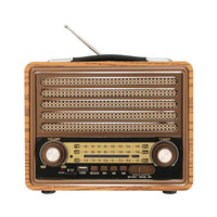 R-2077BT Rétro bonne qualité multi bandes réel en bois rechargeable radio avec liaison sans fil, usb mp3 lecteur solaire et lampe slot