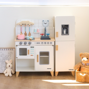 Simulación de madera, sonido danés y luz, juego de juguetes para refrigerador, los niños juegan un juego de rol familiar, juguetes de montaje - Product Image 4