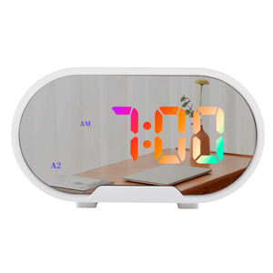Réveil électronique LED portable EMAF avec double miroir, décoration <span class=keywords><strong>de</strong></span> chambre, transformation numérique RGB, chargeur et lumière LED - Product Image 1