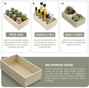 Caisses en bois brut modernes de forme rectangulaire pour l'organisation des garde-manger, des placards et des armoires - Product Image 3