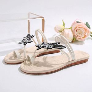 Usa Mairun I-0605 Korean Style PVC Upper Flat Sandals Glitter Flower Print Fashion Trend Women Summer Clip <b>Toe</b> Outdoor Beach - Product Image 4