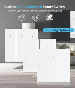 מתג קיר חכם עמיד עם WiFi, אפליקציית <span class=keywords><strong>Smart</strong></span> Life ובקרה קולית, 1 כפתור, ניטרלי + קו L, ABS, 10A - Product Image 2