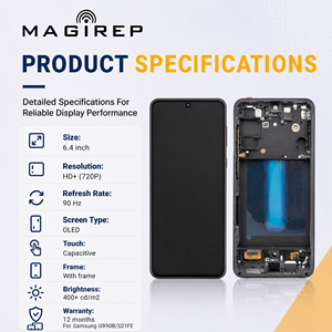 Pantalla OLED MAGIREP para Samsung <span class=keywords><strong>S21</strong></span> <span class=keywords><strong>FE</strong></span> G990B, Precio de Fábrica, 6.4 Pulgadas, 90Hz, Marco Personalizado, Paquete al por Mayor, Ensamblaje de Pantalla, 1 Año de Garantía - Product Image 1