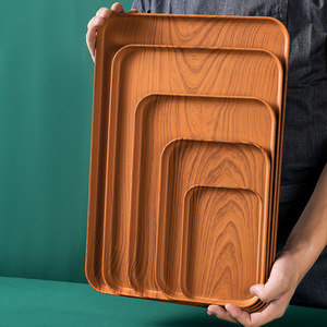 <span class=keywords><strong>Plateau</strong></span> de service en PP de qualité alimentaire, imitation bois, imperméable, pour la maison, la cuisine, le restaurant, les fruits, les desserts, le thé, le café, les boissons - Product Image 1