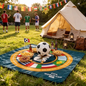 Couverture <span class=keywords><strong>de</strong></span> pique-nique style rétro <span class=keywords><strong>Coupe</strong></span> <span class=keywords><strong>du</strong></span> <span class=keywords><strong>Monde</strong></span> FIFA 2026, épaisse et isolante, bleu foncé, pour salon intérieur et camping extérieur - Product Image 4