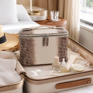 Premium PU Leather Women's Bag Gradient-effect Crocodile Texture Top-Handle Tote Bag Stylish <b>Makeup</b> Storage Handbag - Product Image 6