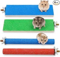 4 Pièces Jouet Plateforme d'Escalade pour Petits Animaux, Jouet en Bois pour Gratter les Pattes, Accessoire de Cage pour Rat, Hamster, Petaur d'Inde
