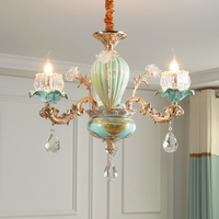 Lustres en céramique de cristal de luxe européen Lumières suspension de fleur simple pour la maison Hôtel Villa Décoration de chambre