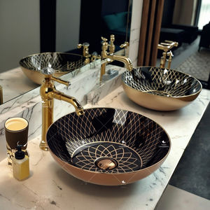 Rose Gold Black Color <strong>Luxury</strong> Modern Design Countertop Wash Basin <strong>Bathroom</strong> Ceramic Handmade Good Quality Art Sink Bowl - Product Image 1