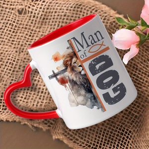 Tasse en céramique religieuse de marque Diytree de 11 oz avec croix de lion de la foi chrétienne et message "Fils de Dieu" pour un cadeau de mariage - Product Image 4