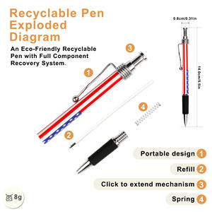 Stylo bille rétractable en plastique avec logo personnalisé, impression promotionnelle drapeaux du Royaume-Uni et des États-Unis, pour fournitures de bureau - Product Image 2