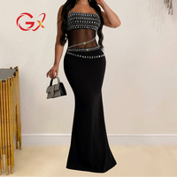 GX6989 Mode 2024, vêtements sexy, boutique, robe de soirée maxi en maille à strass sans manches, robe longue pour boîte de nuit