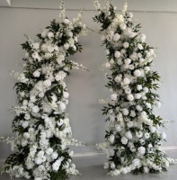 J-H087 Großhandel Künstlicher Blumenbogen Hochzeits-Blumenbogen Lila Rosenbogen Hintergrund Blumensäule für Hochzeitsdekoration