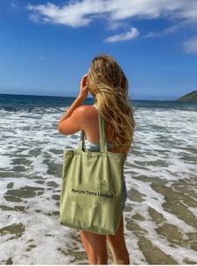 Reusable 100% Cotton Plaid Tote Bag Medium Size with Zipper and Inside Pocket Letter Pattern for <b>Foods</b> School & Travel-Gray - Product Image 2