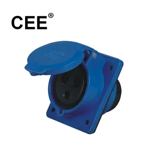 CEE IP44 220-250V 16A IEC標準2P E 3ピンパネルマウントソケット産業用プラグおよびソケット