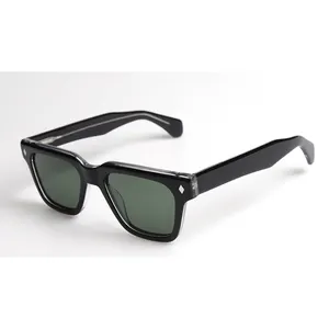 Top Acetate Luxury Sunglasses 2024 Classic Square Thick UV Protected Lens Sunglasses Polarized Unisex Black Sunglasses