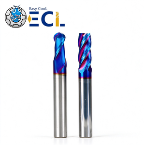 Fresa de carburo ECL de 4 filos con recubrimiento nano azul para CNC, cortador de punta esférica para acero endurecido HRC65 - Product Image 2