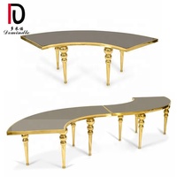 Table de réception demi-lune de luxe en acier inoxydable pour événements