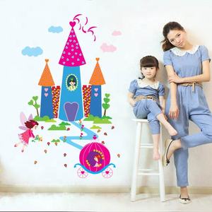 Venta al por mayor princesa Castillo 3D PVC <span class=keywords><strong>pared</strong></span> pegatina UV impreso diseño <span class=keywords><strong>de</strong></span> dibujos animados <span class=keywords><strong>para</strong></span> niños niñas habitación decoración beso corte <span class=keywords><strong>pared</strong></span> calcomanía - Product Image 1