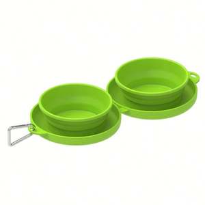 Bol double pliable portable 2 en 1 avec logo personnalisé pour les voyages et l'alimentation des animaux de compagnie pour les présentations - Product Image 5