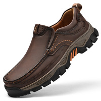 Zapatos casuales de cuero PU para hombre con patrón explosivo transfronterizo, estilo de verano, color sólido, sin cordones, con suela de goma.