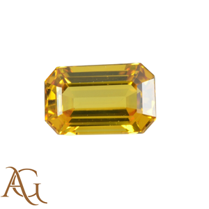Saphir jaune naturel, taille octogonale émeraude rectangulaire, facetté, pierre précieuse non montée pour bijoux, certifié. - Product Image 1