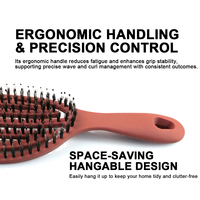Brosse démêlante incurvée mate personnalisable avec logo, en poils de sanglier, ventilée, pour séchage rapide et coiffage des cheveux