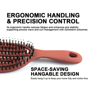 Brosse démêlante incurvée mate personnalisable avec logo, en poils de sanglier, ventilée, pour séchage rapide et coiffage des cheveux - Product Image 4