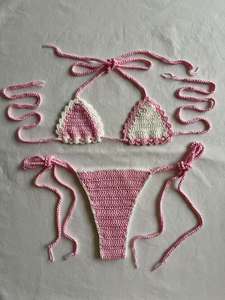 King Mcgreen Star Summer <span class=keywords><strong>Bikini</strong></span> 100% hecho a mano brasileño Crochet Heart traje de baño conjunto Sexy baño caliente ropa de playa trajes de baño personalizados - Product Image 4