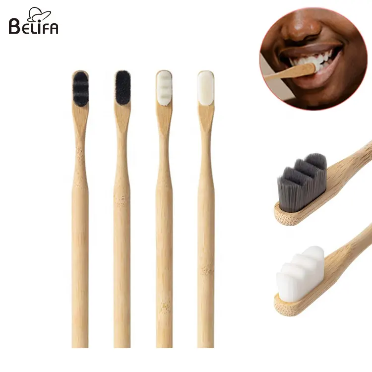 100% biodegradable teeth tooth brush adults travel super soft wave charcoal nano bambu bamboo toothbrush