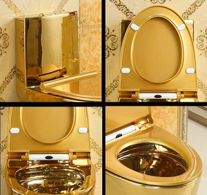 Thiết kế sang trọng Electroplated màu vàng nhà vệ sinh bát sàn phòng tắm núi gốm một mảnh vàng nhà vệ sinh commode - Product Image 4