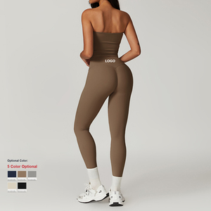 Ensemble de vêtements de sport de haute qualité personnalisés en 5 pièces, leggings de sport, vêtements de sport, shorts de sport, soutien-gorge, vêtements de yoga pour femmes - Product Image 2