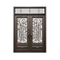 Portes d'entrée en fer forgé cintrées, portes extérieures en fer simples ou doubles pour église