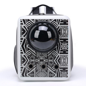 Cat <b>Backpack</b> Portable Pet Outing Bag Square Breathable Space Capsule Double Back Cat Bag Outing Bag Portable <b>Small</b> Pet - Product Image 5
