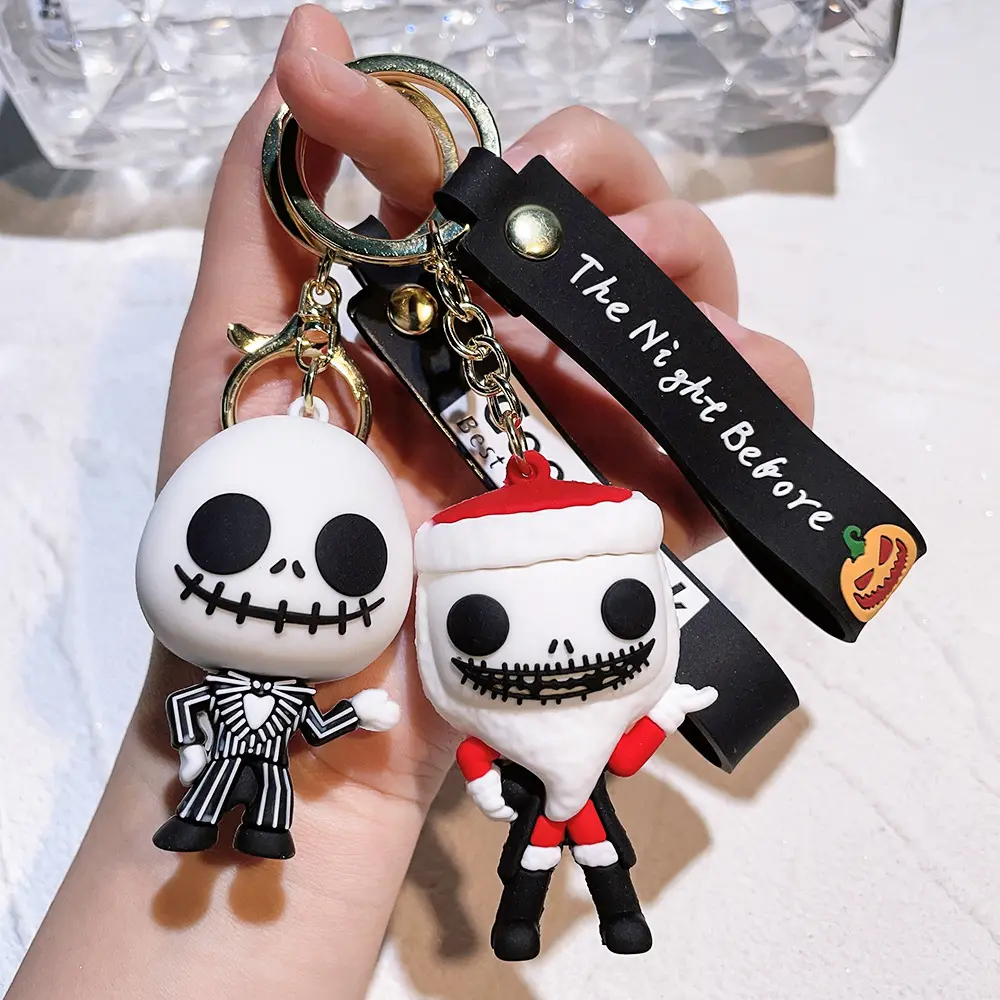 Ciondolo bambola del fumetto natale Fright Night Pumpkin Man Skull portachiavi di Halloween