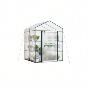 Serra da Giardino a 4 Livelli con 8 Ripiani, Telaio in PVC e Porta Avvolgibile con Cerniera in Metallo - Product Image 1