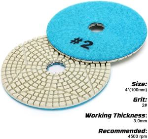 Tampon de <span class=keywords><strong>polissage</strong></span> diamanté flexible JDK 4 pouces 3 étapes pour granit, quartzite, marbre, pierre d'ingénierie, utilisation humide et sèche, 100 mm OEM - Product Image 3