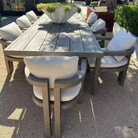 Mobilier de jardin Ensemble de salle à manger d'extérieur haut de gamme en teck Tables et chaises de salle à manger d'extérieur modernes en teck