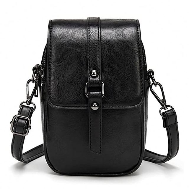Women Vintage PU Leather Crossbody Phone Bag Small Messenger Shoulder Bags Handbag Wallet 2 Main Pockets With Earphone Hole