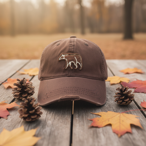 หมวกเบสบอลวินเทจแบบดิสเทรส 6 แผง ทรงไม่แข็ง ปักลายวัว สีน้ำตาล สไตล์เรโทร สปอร์ต สำหรับวิ่ง หรือใส่ในฟาร์ม - Product Image 1