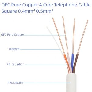 Câble téléphonique <span class=keywords><strong>RJ11</strong></span> 2*0.5mm2 carré en cuivre massif OFC 200m fil de Communication intérieur <span class=keywords><strong>pour</strong></span> Fax télécommunication Cat3 câble <span class=keywords><strong>RJ11</strong></span> - Product Image 2