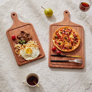 Plato rectangular de madera maciza para carne, tabla de servir estilo occidental para carne, pizza, cubiertos, bandeja de estilo simple. - Product Image 1