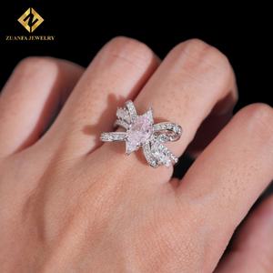 Anillos de Diamantes en Oferta, Juego de Anillos de Diamantes Redondos de Lujo con Brillantes Diamantes Rosas VVS para Mujer - Product Image 6