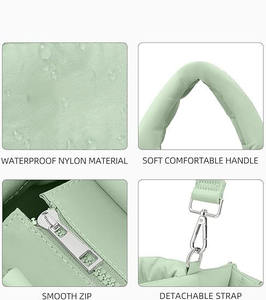 Sac à main en nylon matelassé léger et durable avec fermeture éclair, logo personnalisé, sac à bandoulière, sac fourre-tout, style décontracté, grande capacité, doublure en maille - Product Image 2