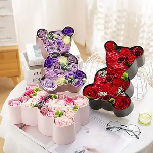 Hot Selling Rose Bear Box Valentine's Day Mother's Day Gift Soap Rose Bear Box Artificial Flower Holiday Gift