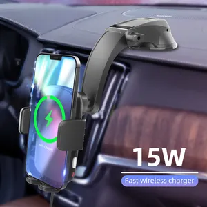 Top Seller Automatic Induction Car Phone Holder Wireless Charger 15W Phone Charger Wireless With Auto Holder For Car Dashboard